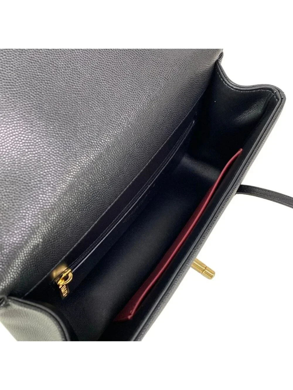Chanel Shoulder Bag Small Flap Black Vintage Gold